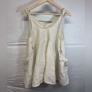 Free People White Oversized 100% Cotton Tunic Tank Size Small